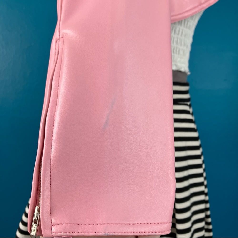 Pinup Couture Pink Vegan Leather Motorcycle Jacket Cropped Bolero Size XS - Picture 14 of 16
